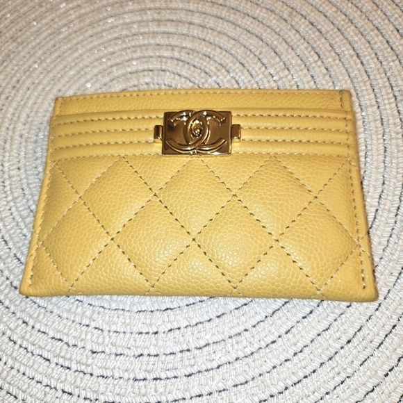 CHANEL Handbags - Rare Chanel Boy Card Holder – Yellow Caviar Leather, Full Set, Giftable